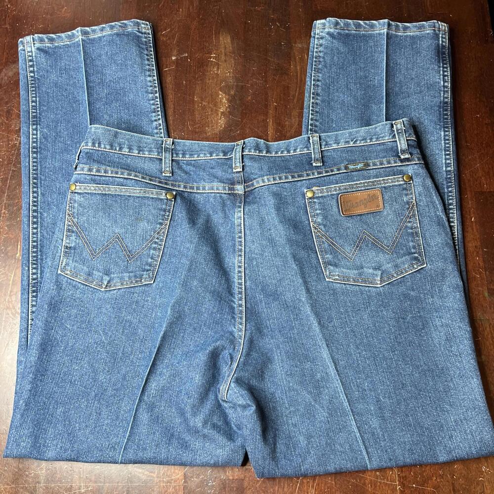 Wrangler Jeans Men 42x32 Blue Straight Slim Fit Cool Vantage Denim Pants